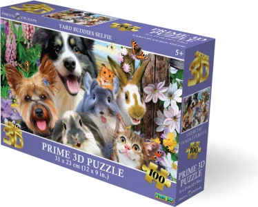 Puzzle s 3D efektem Prime 3D 100 dílků Selfie: Kamarádi ze dvorku