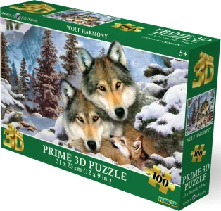 Puzzle s 3D efektem Prime 3D 100 dílků Vlčí souznění