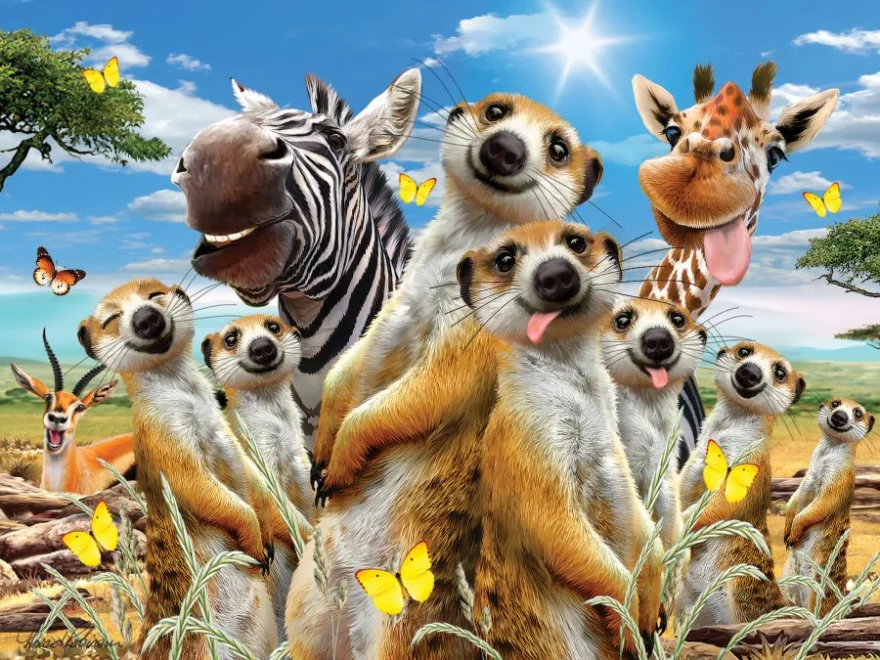 Puzzle s 3D efektem Prime 3D 48 dílků Surikatí selfie