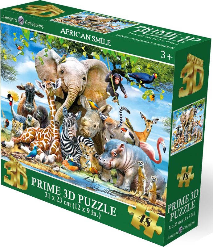 Puzzle s 3D efektem Prime 3D 48 dílků Africký úsměv