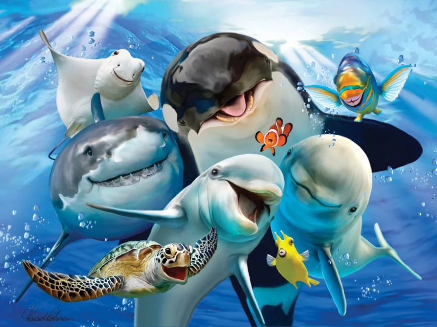 Prime3D Puzzle s 3D efektem Prime 3D 48 dílků Podmořské selfie