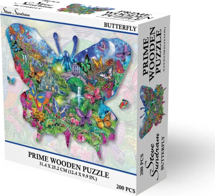 Dřevěné puzzle Prime3D 200 dílků Motýl