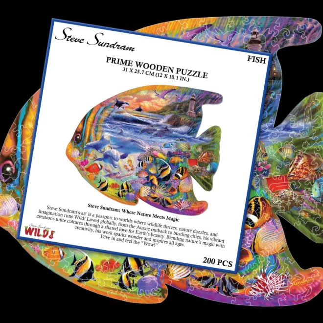 Dřevěné puzzle Prime3D 200 dílků Rybka