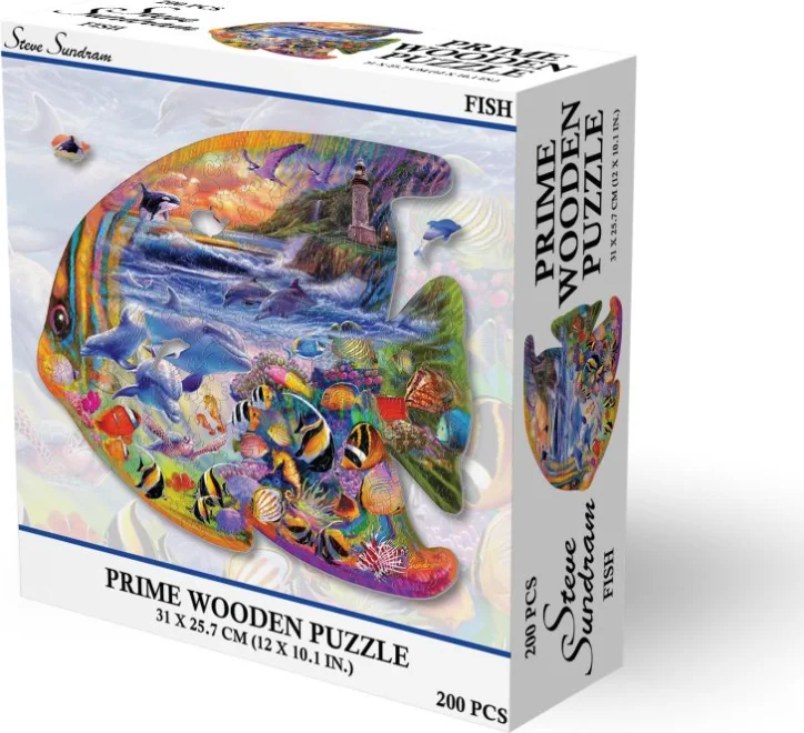 Dřevěné puzzle Prime3D 200 dílků Rybka
