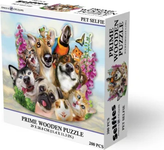 Dřevěné puzzle Prime3D 200 dílků Selfie domácích mazlíčků