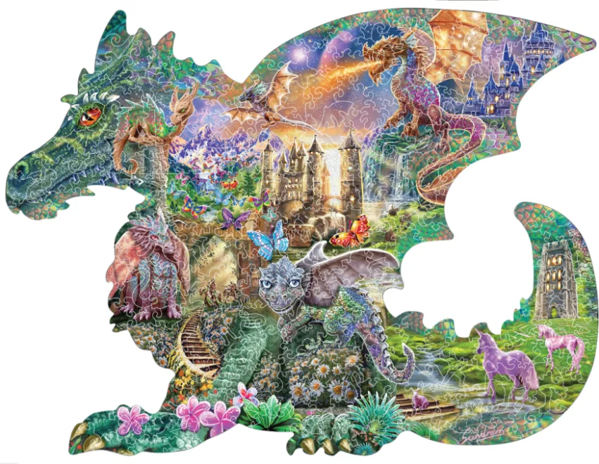 Dřevěné puzzle Prime3D 300 dílků Začarovaný drak