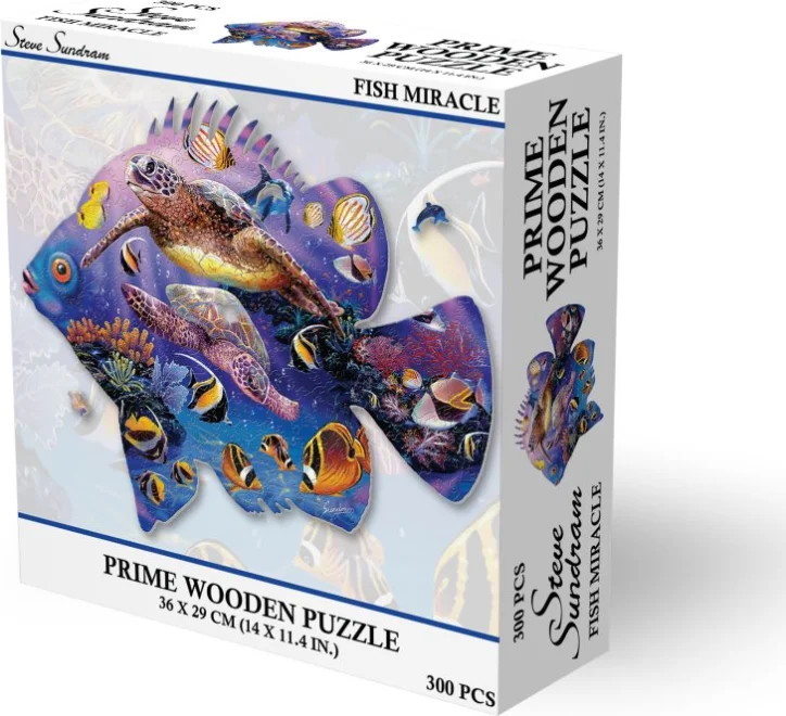 Dřevěné puzzle Prime3D 300 dílků Rybí zázrak