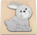 Dřevěné vkládací puzzle BABU  Šedý králík 5 dílků