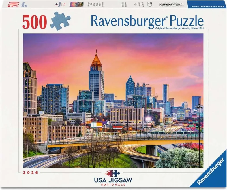 Puzzle Ravensburger 500 dílků Panorama Atlanty za soumraku