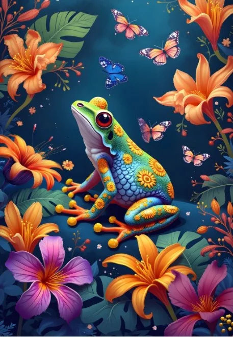 Puzzle Alipson 1000 dílků Žabka a motýlí ples