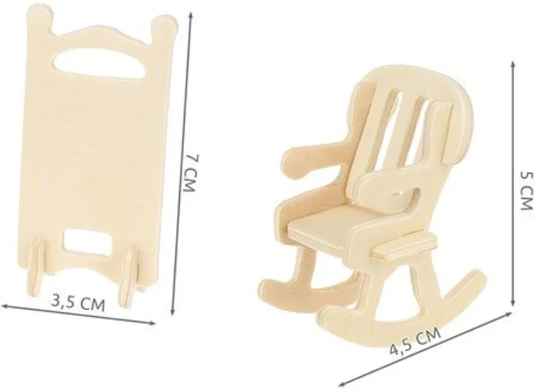 Dřevěné 3D puzzle Kruzzel  Sada 34 kusů nábytku do domečku pro panenky 175 dílků