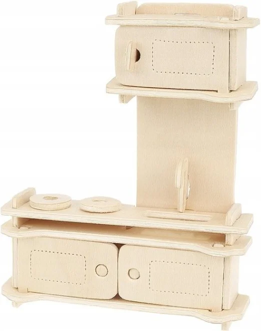 Dřevěné 3D puzzle Kruzzel  Sada 34 kusů nábytku do domečku pro panenky 175 dílků