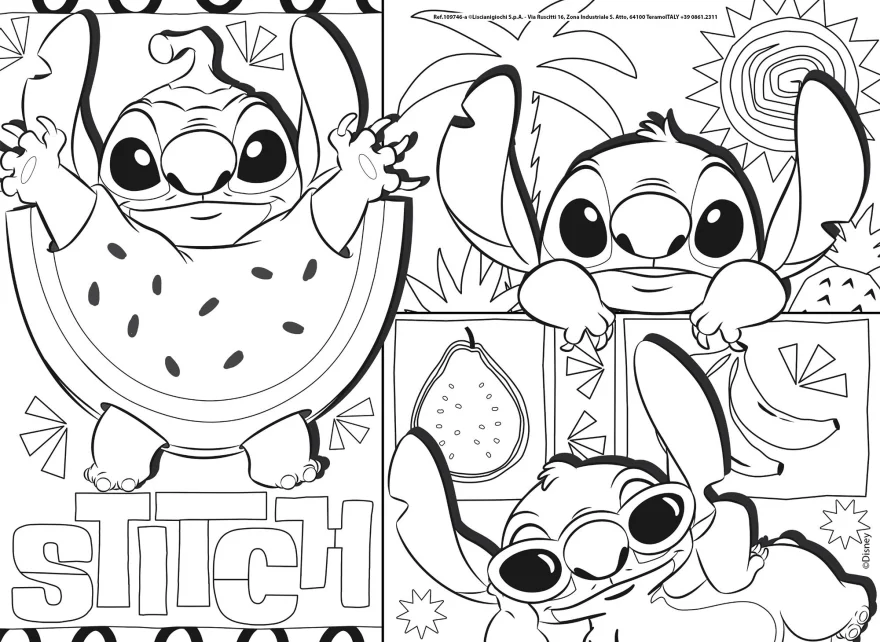Oboustranné puzzle pro děti Lisciani MAXI 4x48 dílků Stitch (s omalovánkami)