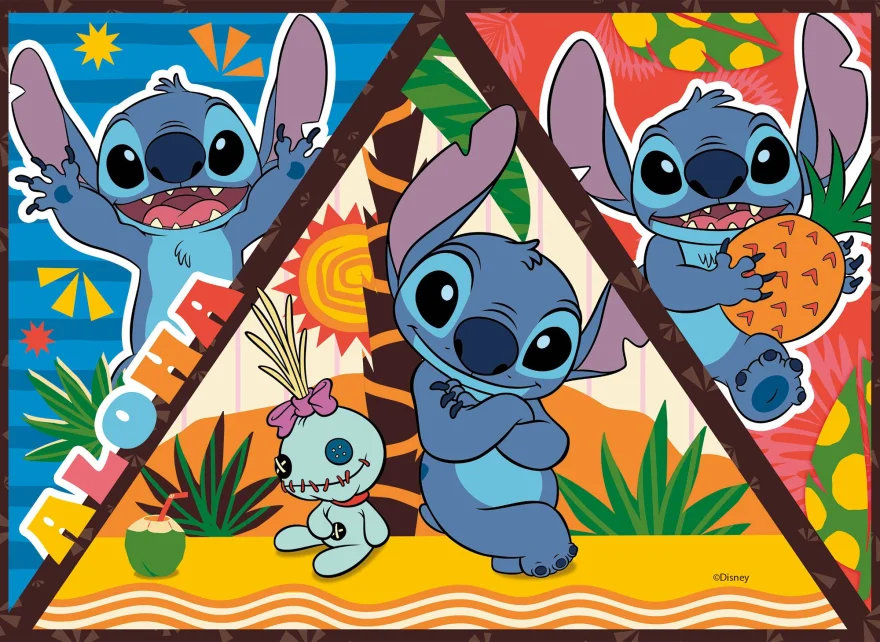 Oboustranné puzzle pro děti Lisciani MAXI 4x48 dílků Stitch (s omalovánkami)