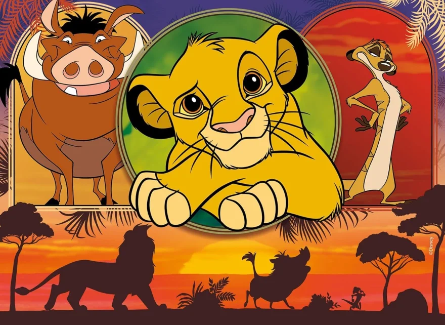 Oboustranné puzzle pro děti Lisciani MAXI 4x48 dílků Lví král (s omalovánkami)