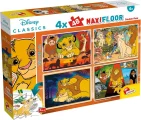 Oboustranné puzzle pro děti Lisciani MAXI 4x48 dílků Lví král (s omalovánkami)