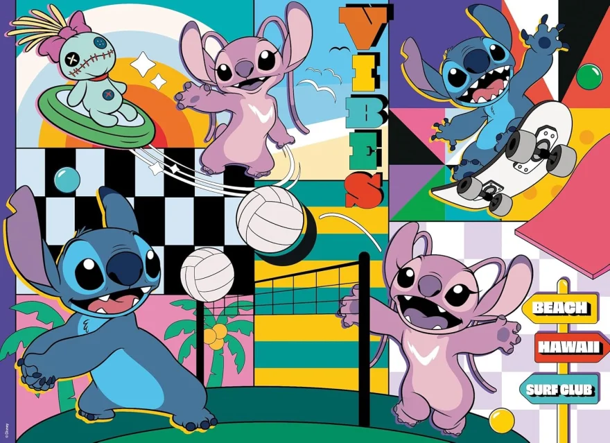 Oboustranné puzzle pro děti Lisciani MAXI 108 dílků Lilo & Stitch (s omalovánkou)