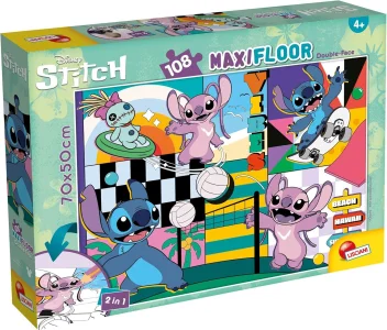 Oboustranné puzzle pro děti Lisciani MAXI 108 dílků Lilo & Stitch (s omalovánkou)