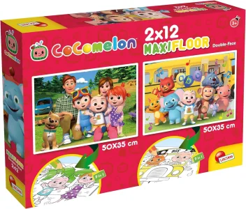 Oboustranné puzzle pro děti Lisciani MAXI 2x12 dílků Cocomelon (s omalovánkami)