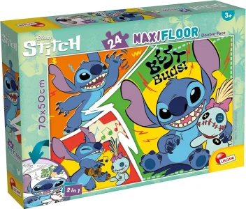 Oboustranné puzzle pro děti Lisciani MAXI 24 dílků Stitch (s omalovánkou)
