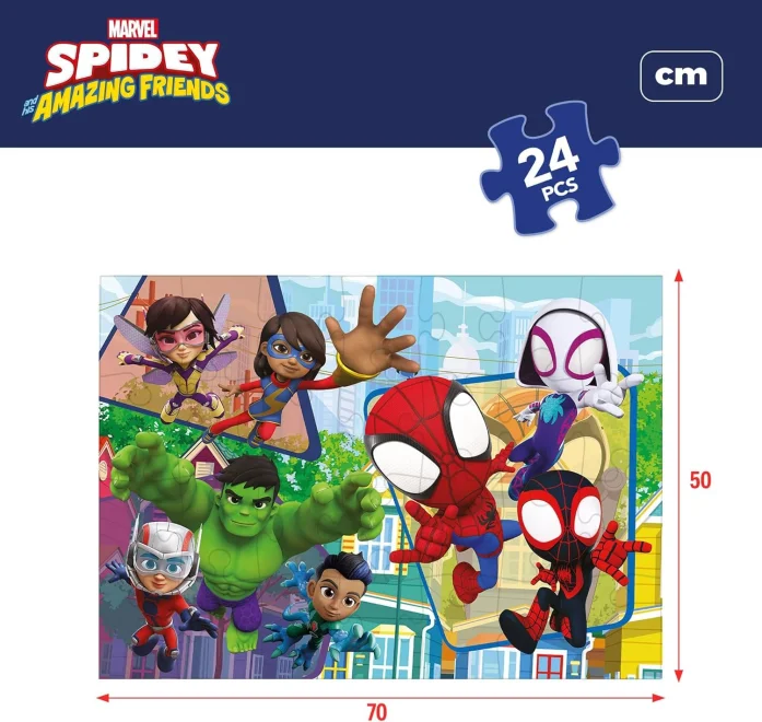 Oboustranné puzzle pro děti Lisciani MAXI 24 dílků Spidey a jeho úžasní přátelé (s omalovánkou)