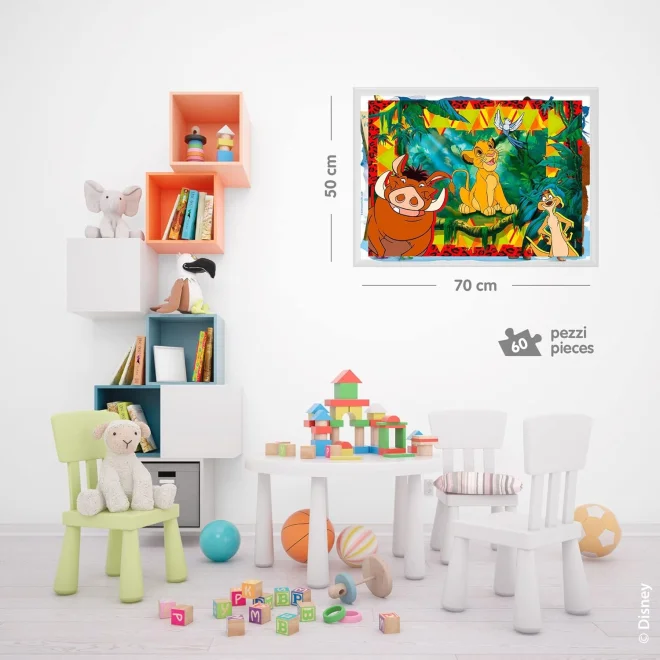 Oboustranné puzzle pro děti Lisciani MAXI 60 dílků Lví král (s omalovánkou)