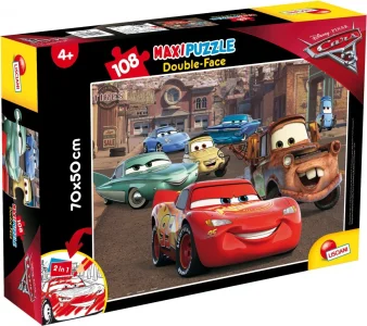 Oboustranné puzzle pro děti Lisciani MAXI 108 dílků Cars - Auta (s omalovánkou)