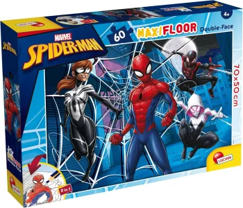 Oboustranné puzzle pro děti Lisciani MAXI 60 dílků Marvel Spider-Man (s omalovánkou)
