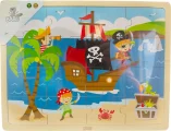 Dřevěné puzzle pro děti BABU  Piráti s pokladem 16 dílků
