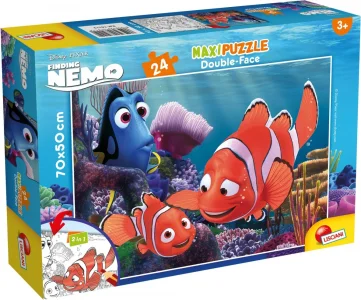 Oboustranné puzzle pro děti Lisciani MAXI 24 dílků Hledá se Nemo (s omalovánkou)