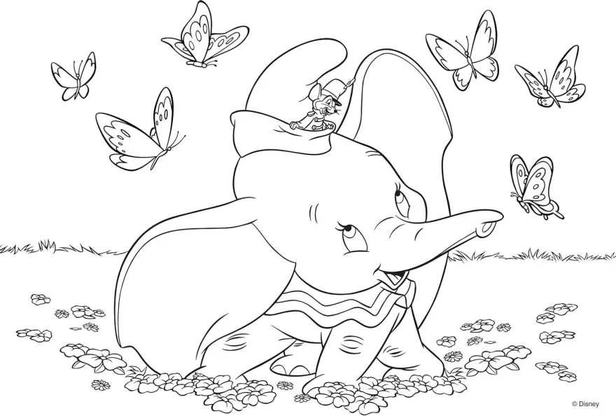 Oboustranné puzzle pro děti Lisciani MAXI 35 dílků Dumbo (s omalovánkou)