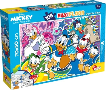 Oboustranné puzzle pro děti Lisciani MAXI 108 dílků Kačeří příběhy (s omalovánkou)