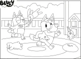 Oboustranné puzzle pro děti Lisciani Plus 60 dílků Bluey s hokejkou (s omalovánkou)