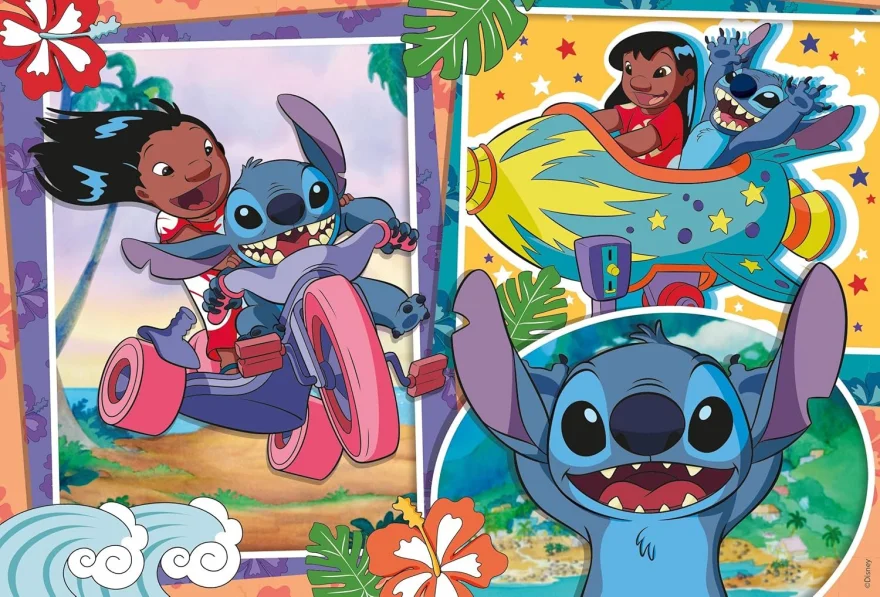 Oboustranné puzzle pro děti Lisciani Plus 250 dílků Lilo & Stitch (s omalovánkou)