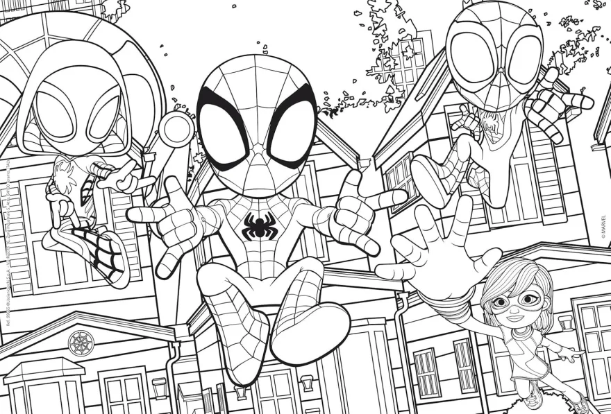 Oboustranné puzzle pro děti Lisciani Plus 24 dílků Spidey a jeho úžasní přátelé: Tohle je tým (s oma