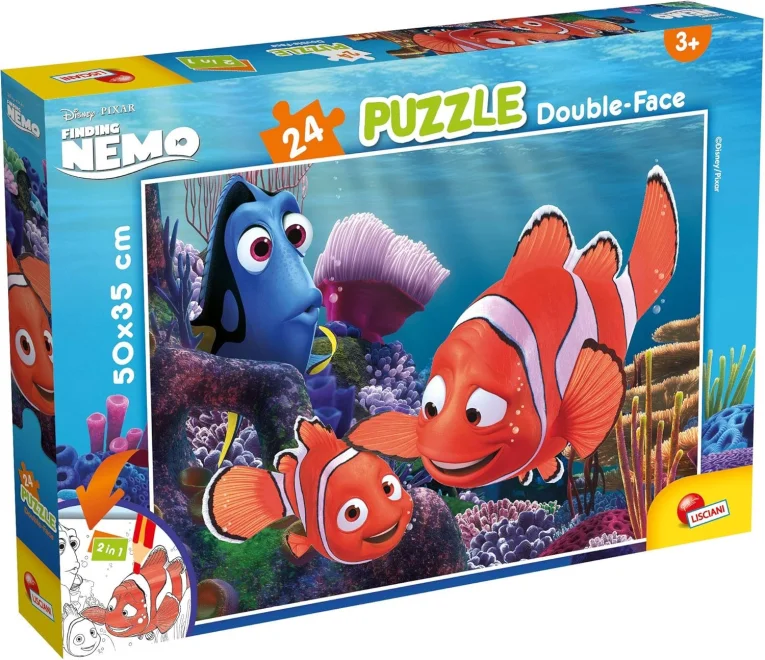 Oboustranné puzzle pro děti Lisciani Plus 24 dílků Hledá se Nemo (s omalovánkou)