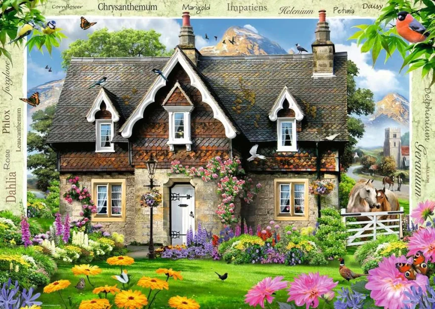 Puzzle Ravensburger 1000 dílků Country Cottage č. 15 - Chalupa na úpatí hor