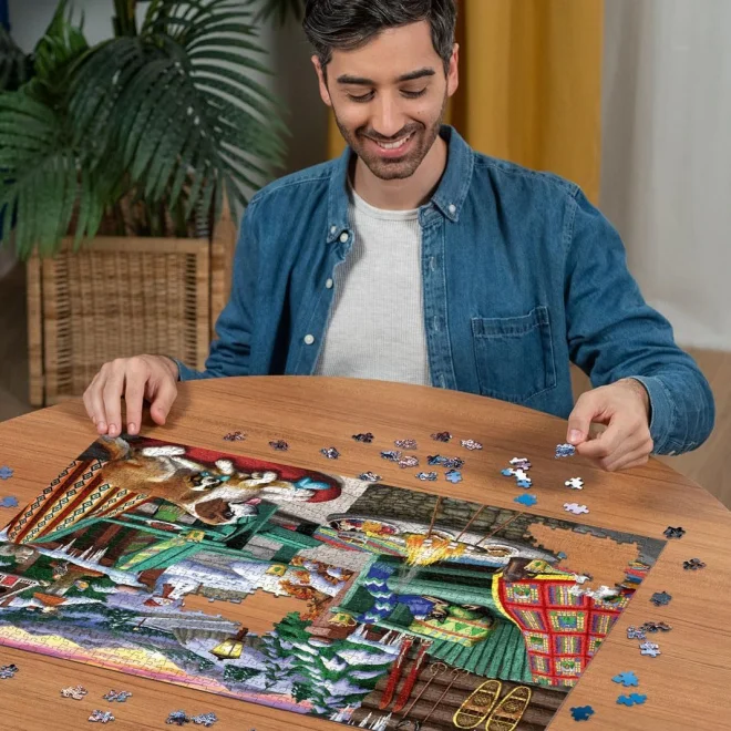Puzzle Ravensburger 1000 dílků Po celém dni na sněhu