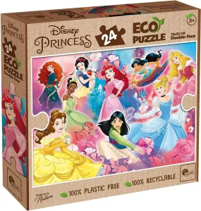 Oboustranné ECO puzzle Lisciani MAXI 24 dílků Disney Princezny (s omalovánkou)