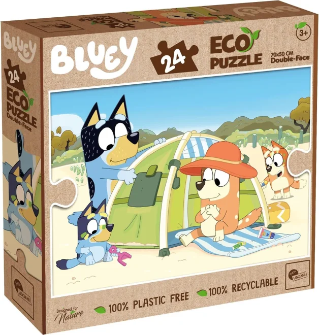 Oboustranné ECO puzzle Lisciani MAXI 24 dílků Bluey: Stan na pláži (s omalovánkou)