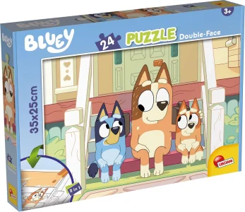 Oboustranné puzzle pro děti Lisciani 24 dílků Bluey na lavičce (s omalovánkou)