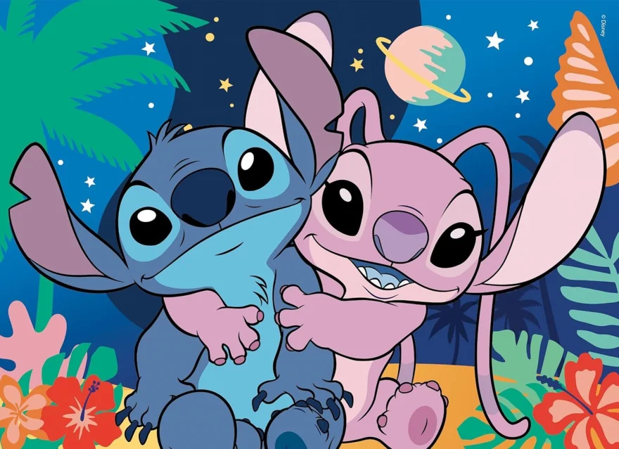 Oboustranné puzzle pro děti Lisciani 24 dílků Disney Stitch (s omalovánkou)