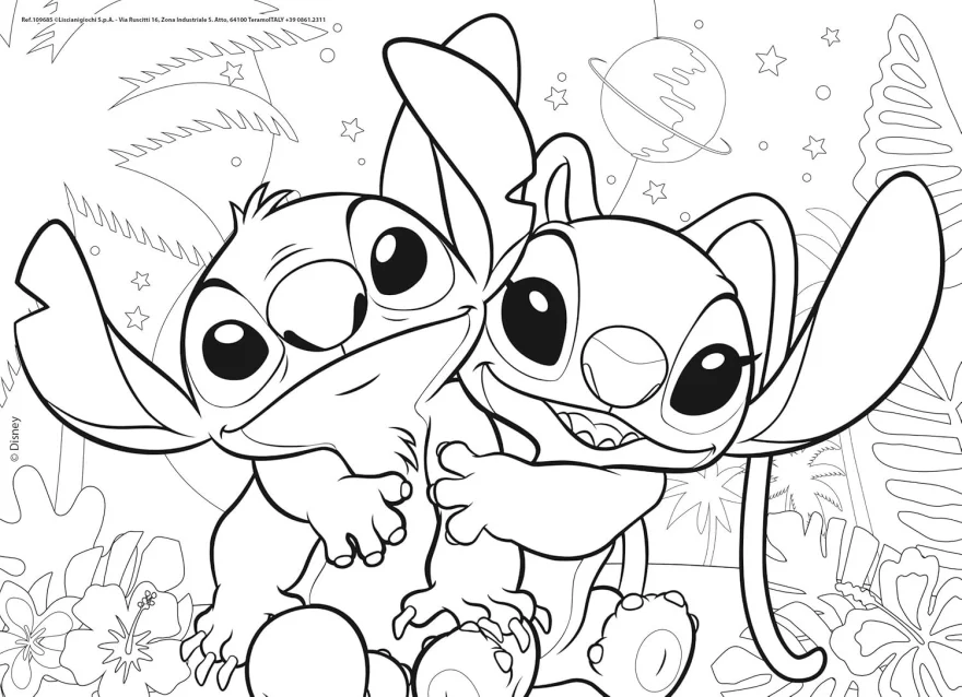 Oboustranné puzzle pro děti Lisciani 24 dílků Disney Stitch (s omalovánkou)