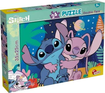 Oboustranné puzzle pro děti Lisciani 24 dílků Disney Stitch (s omalovánkou)