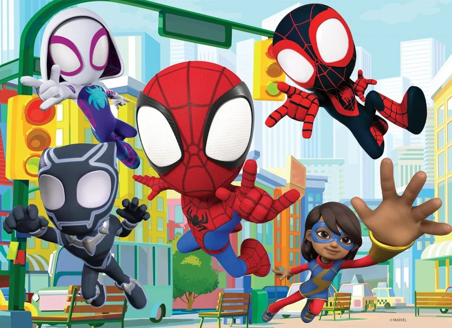 Oboustranné puzzle pro děti Lisciani 24 dílků Spidey a jeho úžasní přátelé (s omalovánkou)