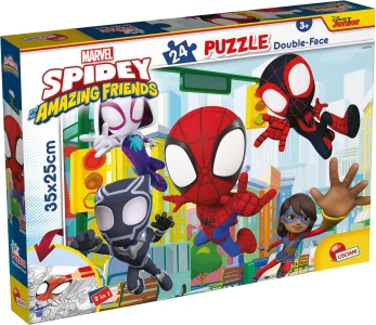 Oboustranné puzzle pro děti Lisciani 24 dílků Spidey a jeho úžasní přátelé (s omalovánkou)