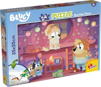 Oboustranné puzzle pro děti Lisciani 24 dílků Bluey: Čas na pohádku (s omalovánkou)