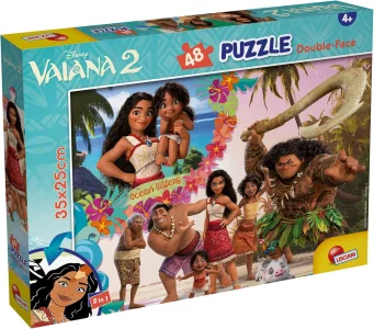 Oboustranné puzzle pro děti Lisciani 48 dílků Vaiana 2 (s omalovánkou)