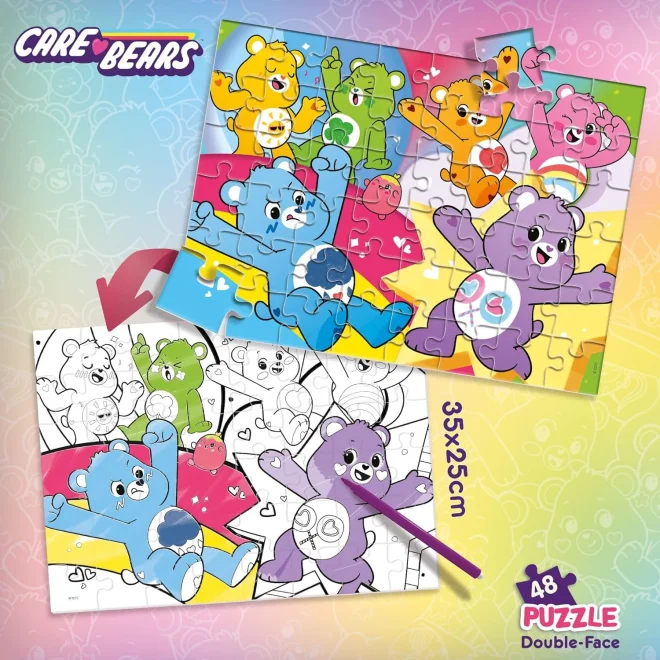 Oboustranné puzzle pro děti Lisciani 48 dílků Care Bears (s omalovánkou)