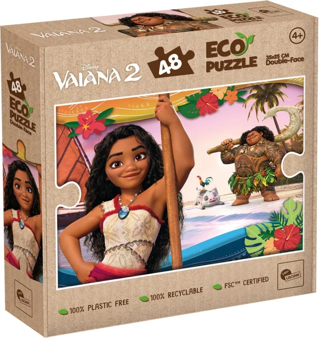 Oboustranné ECO puzzle Lisciani 48 dílků Vaiana 2 (s omalovánkou)